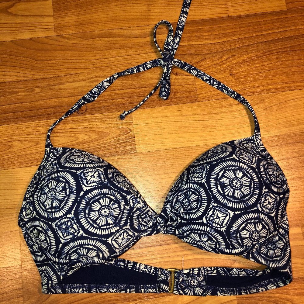 Blue Patterned Bikini Top